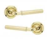 "Elise" Solid Polished Brass Door Lever Handles Round Rose  (JV650PB)